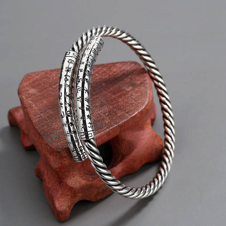 BWOOOH Retro Heart Sutra Twisted Design Pattern Balance Bracelet Bangle