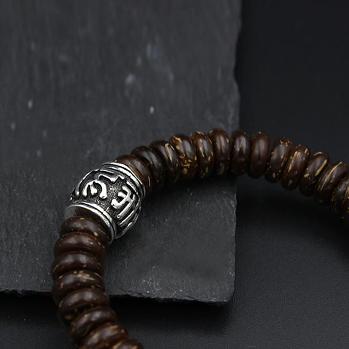 BWOOOH Natural Tibetan Coconut Shell Om Mani Padme Hum Positive Bracelet | spiritual healing bracelet