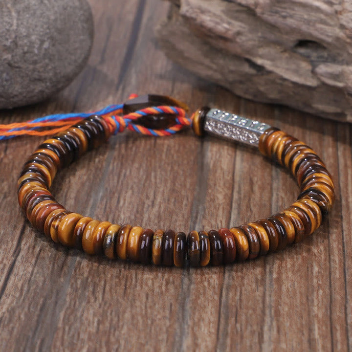 BWOOOH Tibetan Tiger Eye Om Mani Padme Hum Protection Power Bracelet