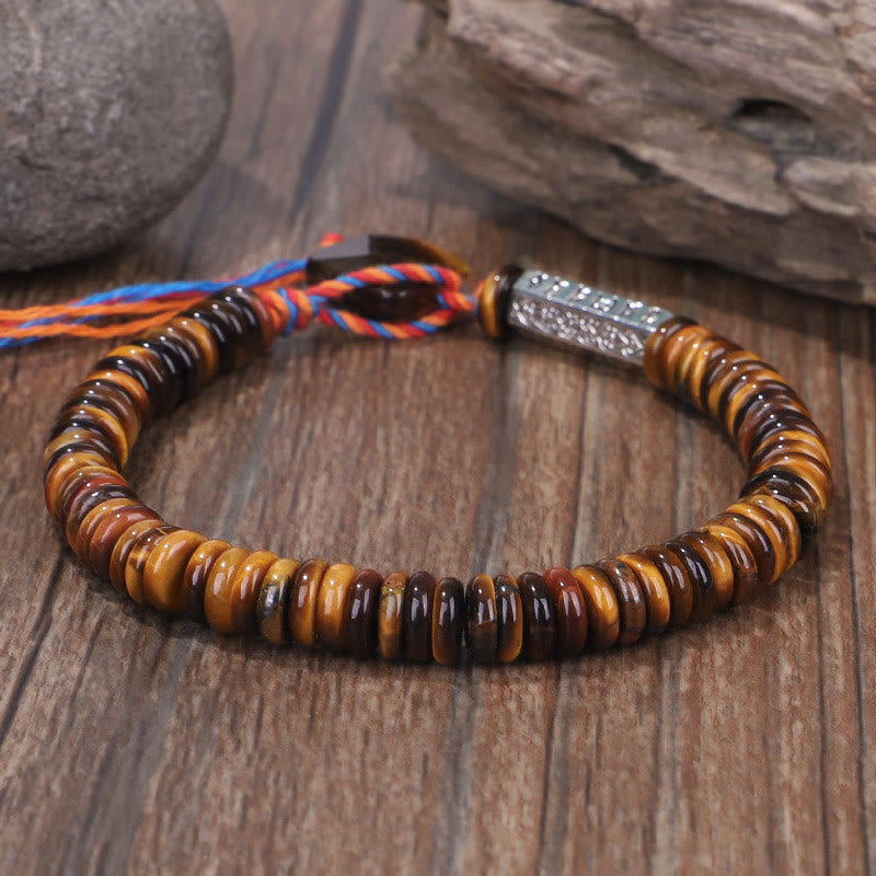 BWOOOH Tibetan Tiger Eye Om Mani Padme Hum Protection Power Bracelet