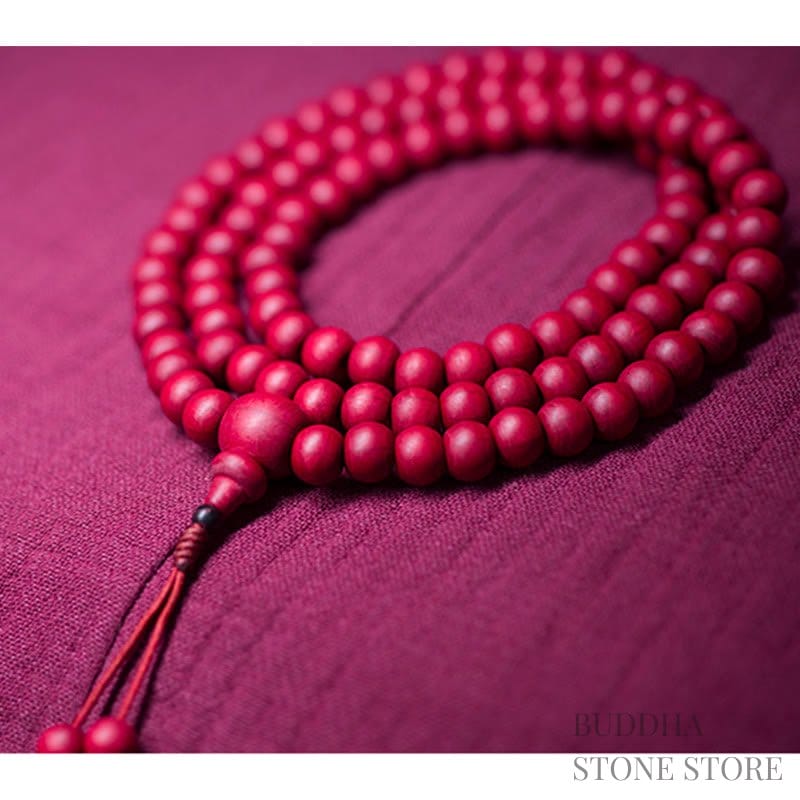 BWOOOH 108 Mala Beads Natural Abelia Biflora Wood Protection Bracelet