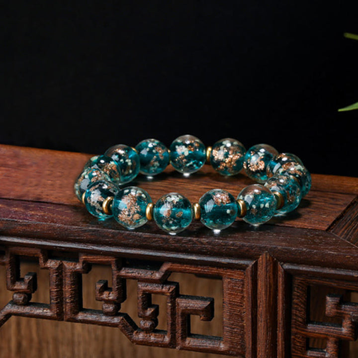 BWOOOH Gold Swallowing Beast Family Charm Luminous Fluorescent Liuli Glass Bead Success Bracelet