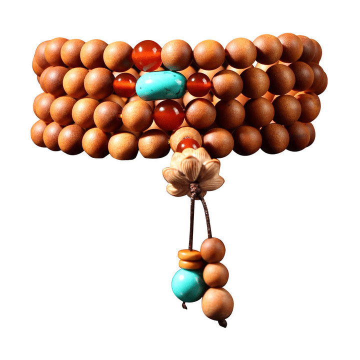 BWOOOH Tibetan Sandalwood Lotus Enlightenment Charm Mala Bracelet