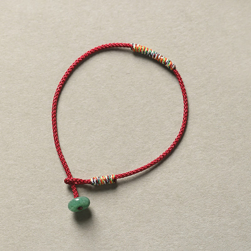 BWOOOH Tibetan Handmade Green Aventurine Luck Protection Braided Rope Bracelet