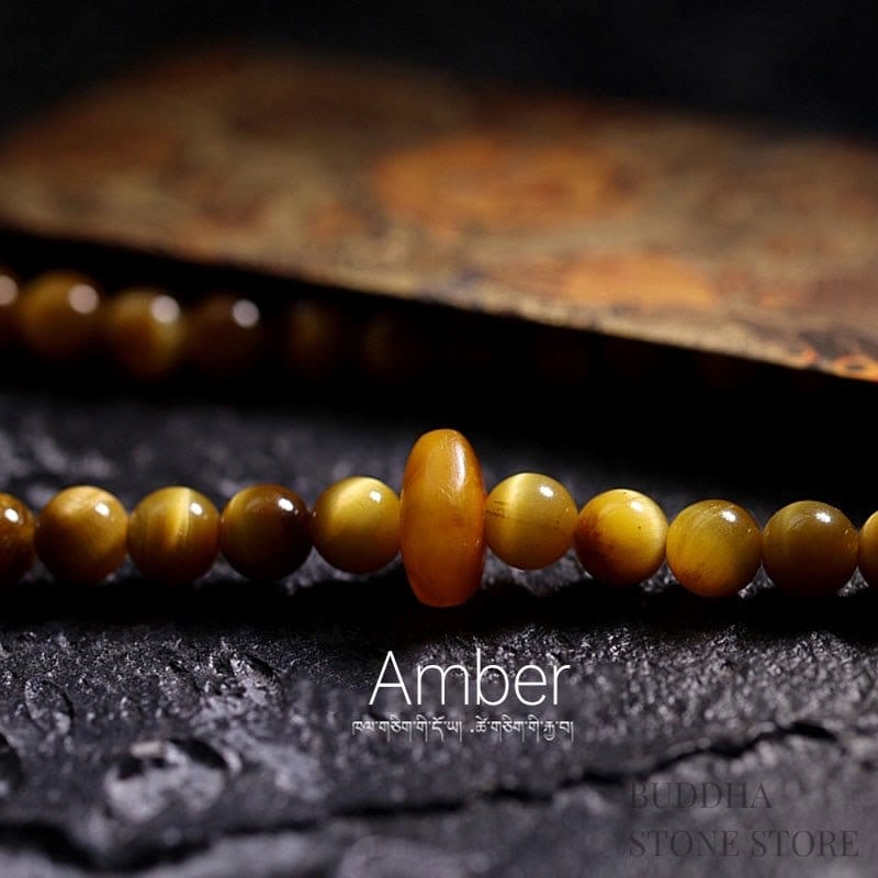 BWOOOH 108 Mala Beads Natural Tiger Eye Copper Dorje Protection Tassel Bracelet