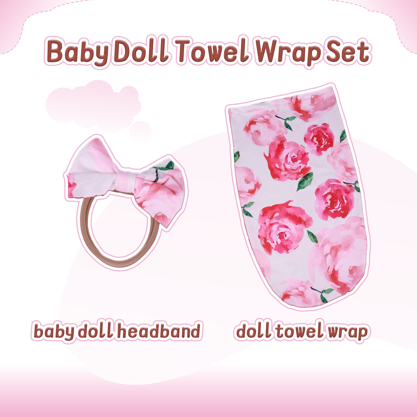 17"-20" Dollreborns®Adorable baby Swaddle Blanket And Headband Set