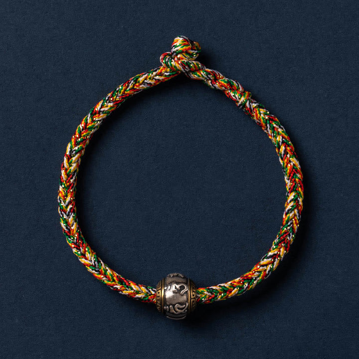 BWOOOH 925 Sterling Silver Tibet Handmade Om Mani Padme Hum Luck Protection King Kong Knot Braided Bracelet  -  Sterling Sil...