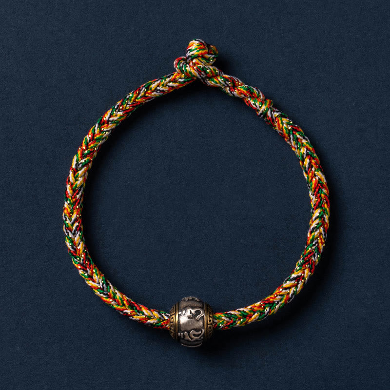 BWOOOH 925 Sterling Silver Tibet Handmade Om Mani Padme Hum Luck Protection King Kong Knot Braided Bracelet  -  Sterling Sil...
