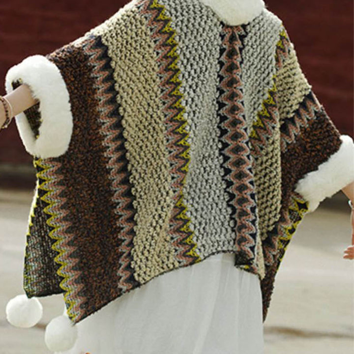 BWOOOH Tibetan Multicolored Striped Shawl Winter Cozy Tra