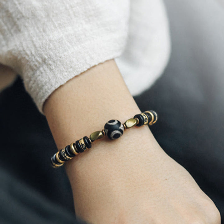 BWOOOH Tibetan Bone Beads Ebony Wood Strength Bracelet | natural stone spiritual bracelet for healing and mindful living