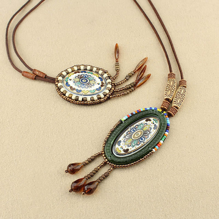 BWOOOH Mandala Pattern Beads Creativity Necklace Pendant