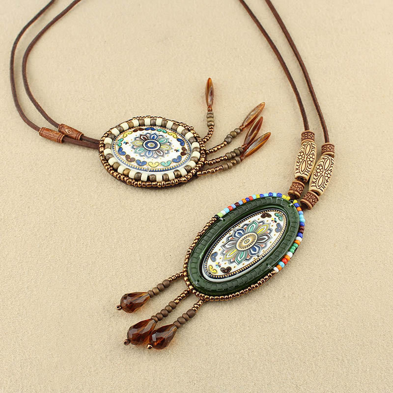 BWOOOH Mandala Pattern Beads Creativity Necklace Pendant
