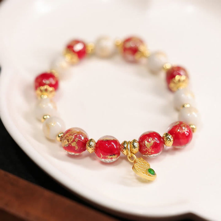 BWOOOH Gourd God Of Wealth Charm Fortune Liuli Glass Bead Incense Ash Porcelain Bead Bracelet