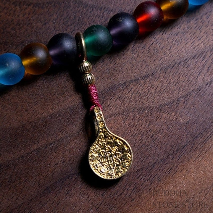 BWOOOH Tibetan 108 Mala Beads Multicolored Liuli Glass Bead Chinese Zodiac Nine Palaces Eight Diagrams Charm Bracelet