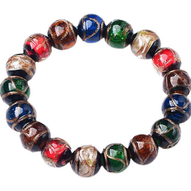 BWOOOH Colorful Liuli Glass Bead Luck Bracelet