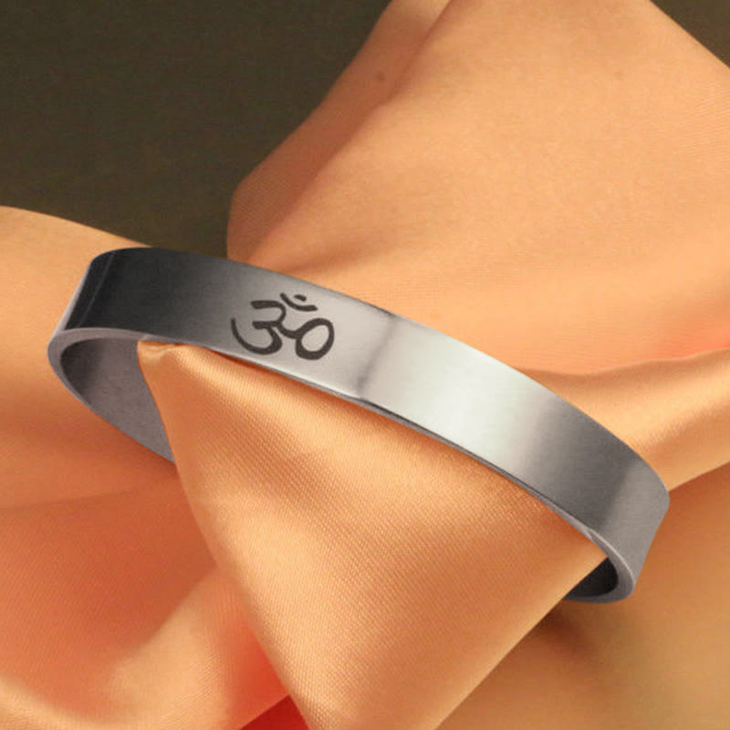 BWOOOH Tibetan OM Symbol Mindfulness Cuff Bracelet Bangle | natural stone spiritual bracelet for healing and mindful living