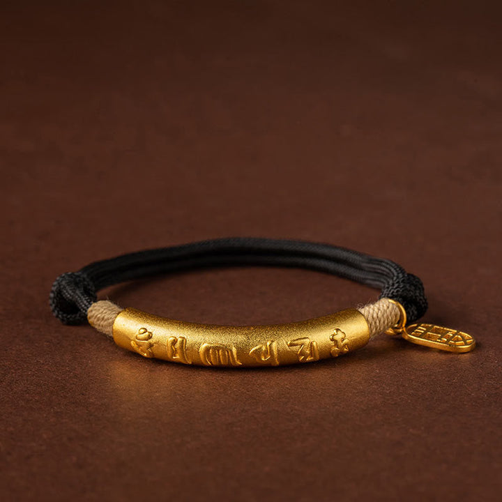 BWOOOH 999 Sterling Silver Tibet Handmade Om Mani Padme Hum Fu Character TopRank Character Luck Braided Bracelet