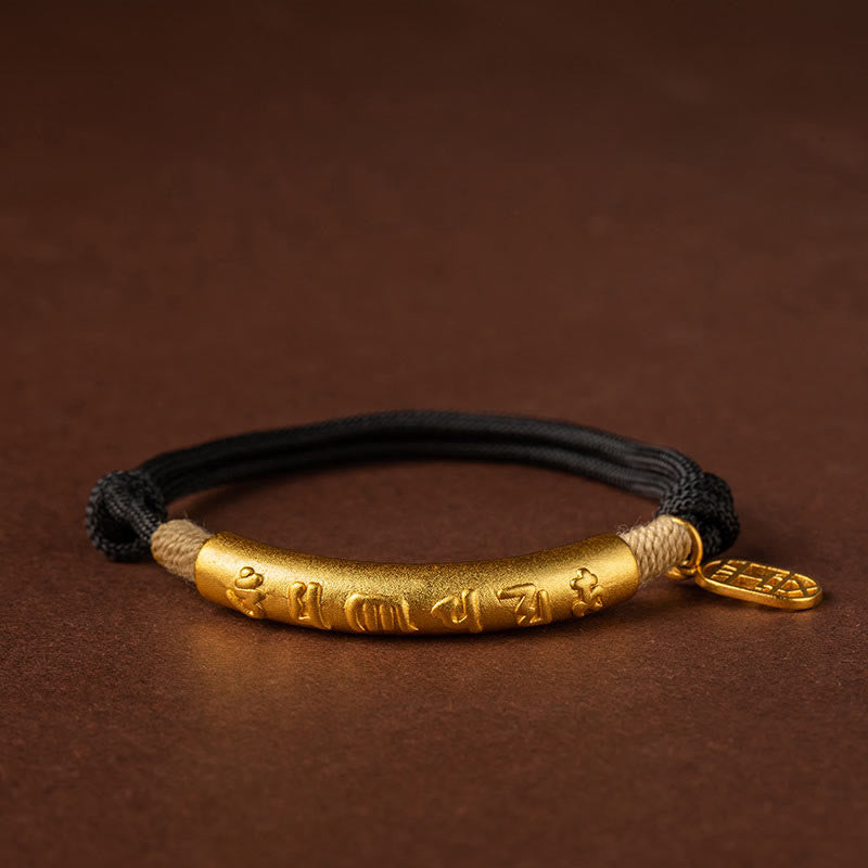 BWOOOH 999 Sterling Silver Tibet Handmade Om Mani Padme Hum Fu Character TopRank Character Luck Braided Bracelet