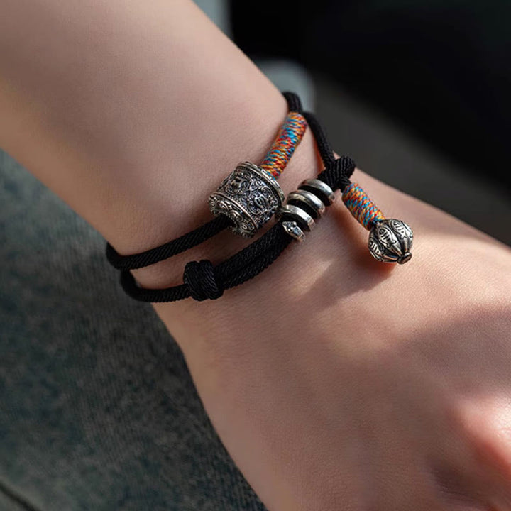 BWOOOH Tibetan Om Mani Padme Hum Carved Amulet Double Wrap Bracelet
