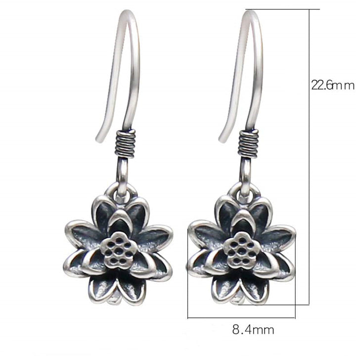BWOOOH 925 Sterling Silver Lotus Flower Enlightenment Earrings