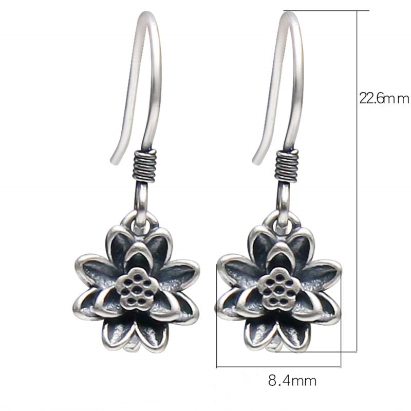 BWOOOH 925 Sterling Silver Lotus Flower Enlightenment Earrings