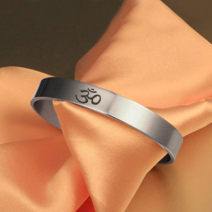 BWOOOH Tibetan OM Symbol Mindfulness Cuff Bracelet Bangle | natural stone spiritual bracelet for healing and mindful living