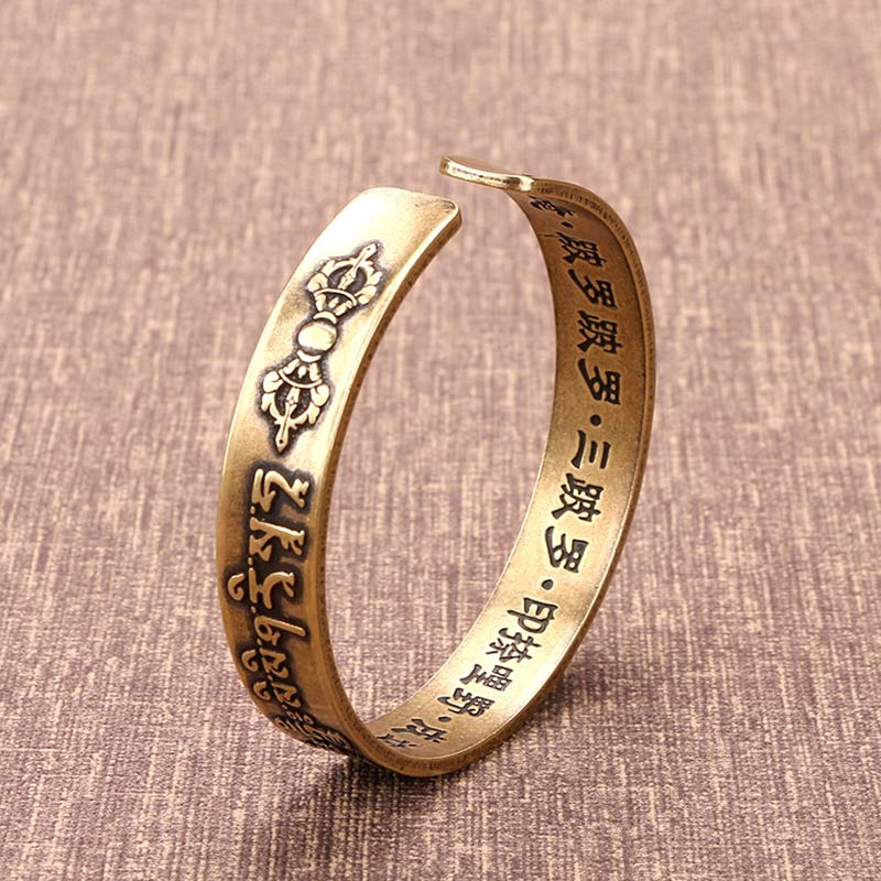 BWOOOH Tibetan Mahāpratisarā Mantra Sanskrit Copper Brass Healing Bracelet Bangle