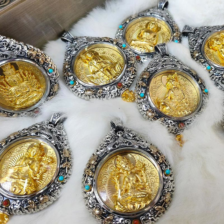 BWOOOH Chinese Zodiac Natal Buddha Thangka Nine Palaces Eight Diagrams Wealth Rotatable Necklace Pendant