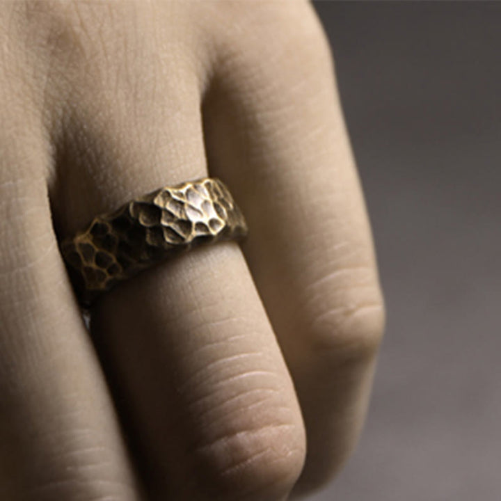BWOOOH Tibetan Bump Texture Design Copper Brass Luck Ring