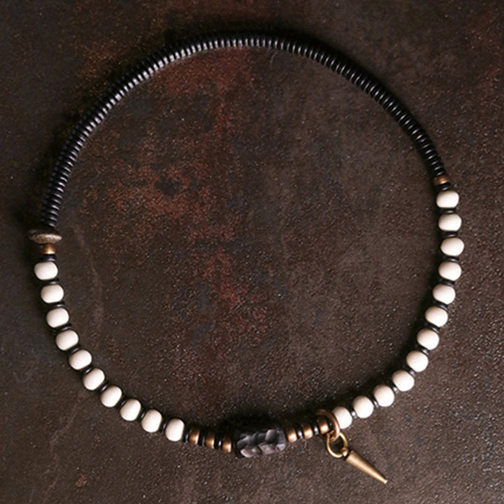 BWOOOH Bone Beads Ebony Wood Copper Strength Couple Bracelet