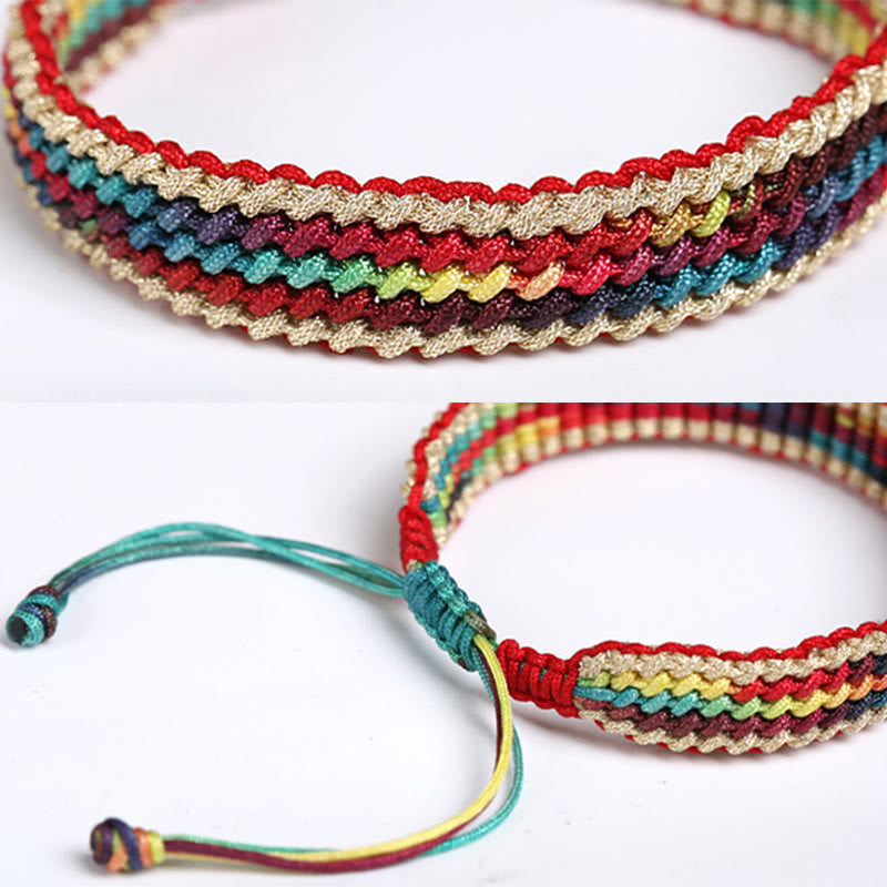 BWOOOH Tibet Handmade Rainbow Multicolored Protection Braided String Bracelet