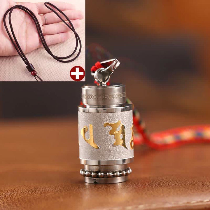 BWOOOH Tibet Om Mani Padme Hum Shurangama Mantra Titanium Steel Wisdom Amulet Necklace Pendant