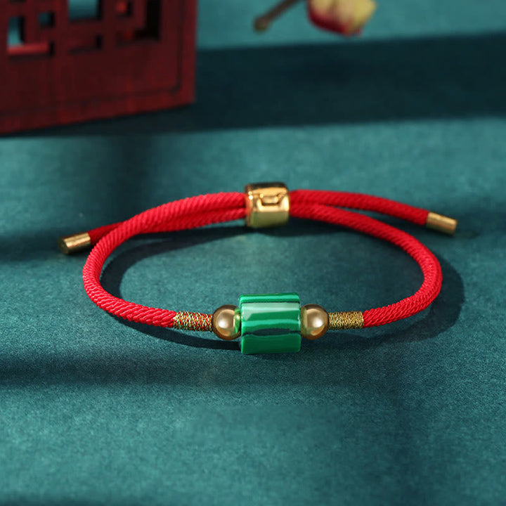 BWOOOH Tibet Handmade Green Aventurine Red Stone Malachite Luck Protection Braided Rope Bracelet  -  Green Aventurine Tibeta...