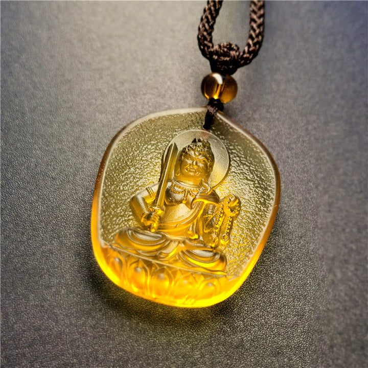 BWOOOH Chinese Zodiac Natal Buddha Blessing Liuli Crystal Compassion Necklace Pendant