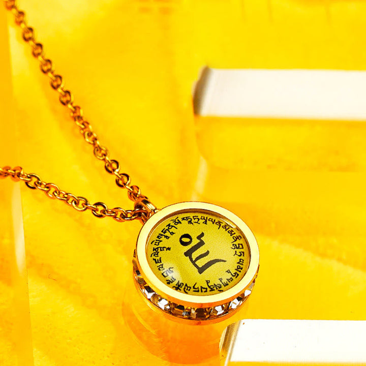 BWOOOH Tibetan Yellow God Of Wealth Green Tara Buddha Serenity Titanium Steel Necklace Pendant