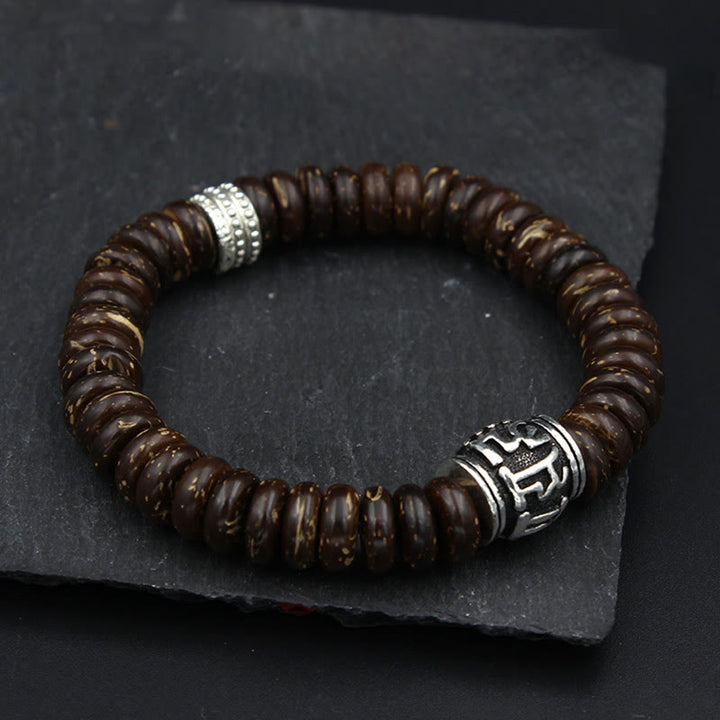 BWOOOH Natural Tibetan Coconut Shell Om Mani Padme Hum Positive Bracelet | spiritual healing bracelet