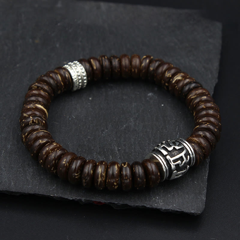 BWOOOH Natural Tibetan Coconut Shell Om Mani Padme Hum Positive Bracelet | spiritual healing bracelet