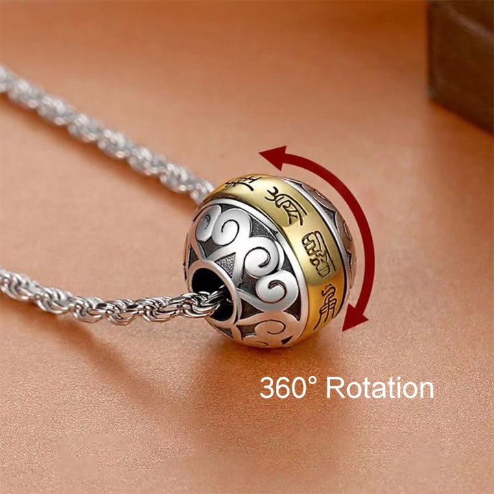 BWOOOH Taoist Nine Character Mantra Amulet Balance Rotatable Necklace Pendant