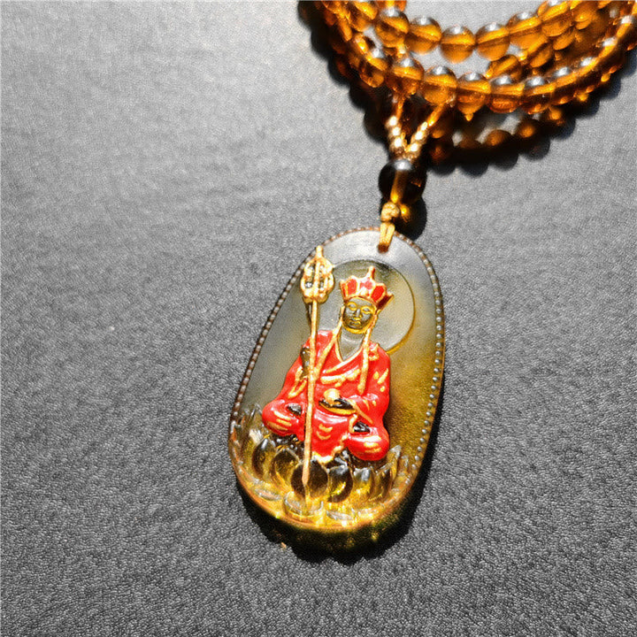 BWOOOH Ksitigarbha Buddha Liuli Crystal Compassion Amulet Necklace Pendant