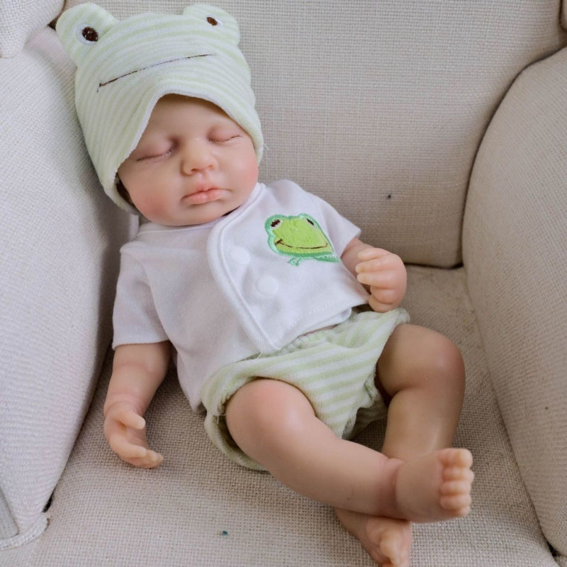 Mia 12-inch Pure Silicone Rebirth Baby Doll, Solid Body, Bathable, Realistic Newborn Shape, Collectible Doll