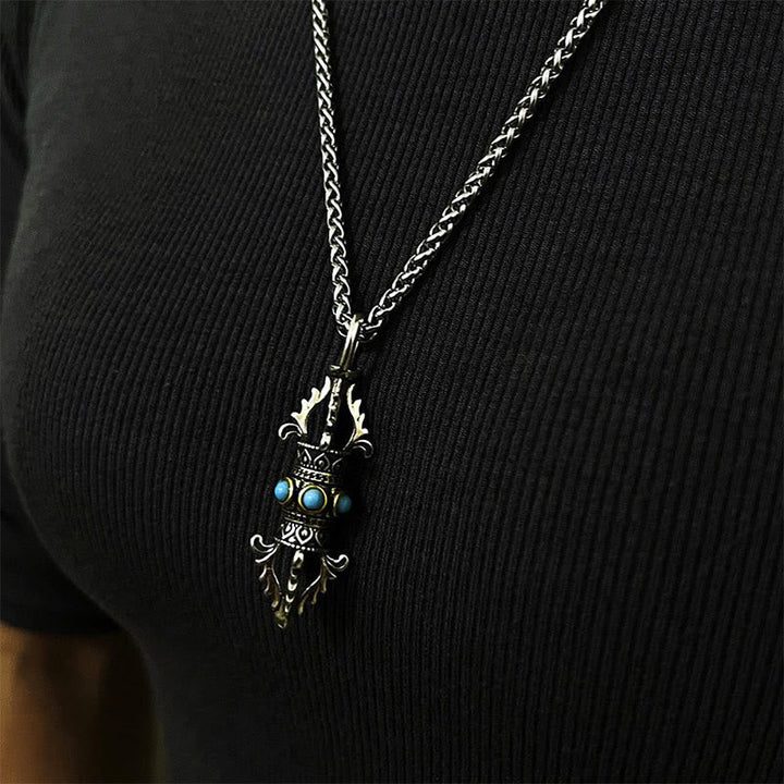 BWOOOH Tibet Vajra Dorje Pattern Copper Luck Wealth Metal Necklace Pendant
