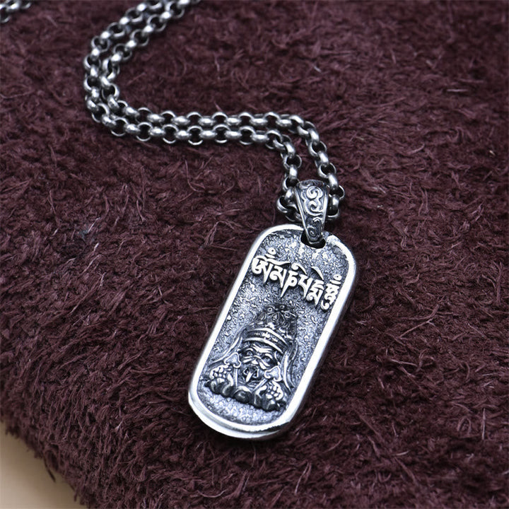 BWOOOH 925 Sterling Silver Zakiram Goddess of Wealth Om Mani Padme Hum Peace Necklace Pendant