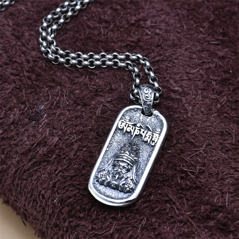 BWOOOH 925 Sterling Silver Zakiram Goddess of Wealth Om Mani Padme Hum Peace Necklace Pendant