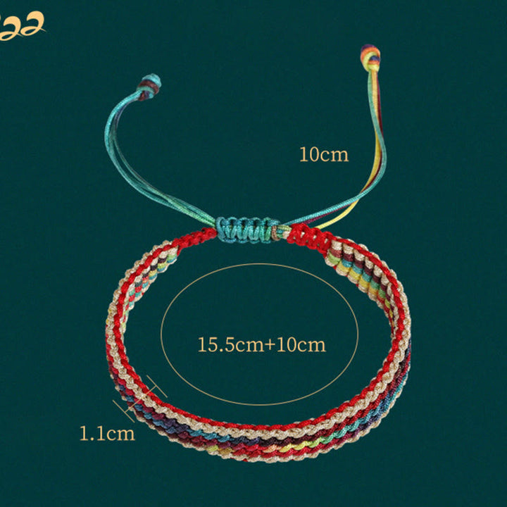 BWOOOH Tibet Handmade Rainbow Multicolored Protection Braided String Bracelet