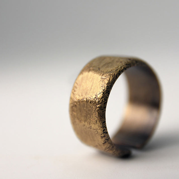 BWOOOH Tibetan Simple Design Copper Brass Frosted Wealth Ring