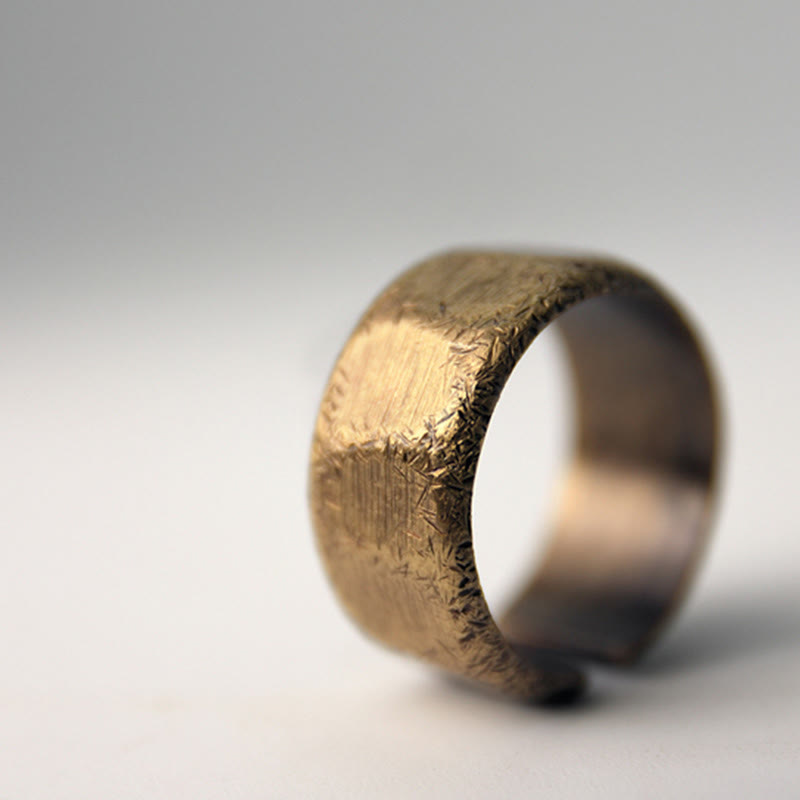 BWOOOH Tibetan Simple Design Copper Brass Frosted Wealth Ring