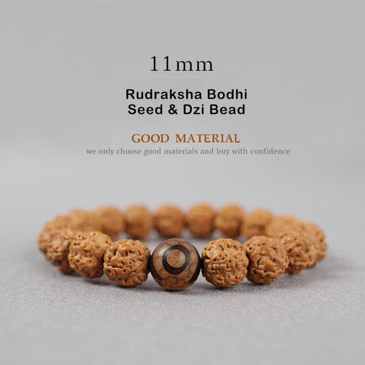 BWOOOH Tibet Rudraksha Bodhi Seed Dzi Bead Amber Turquoise Wealth Bracelet