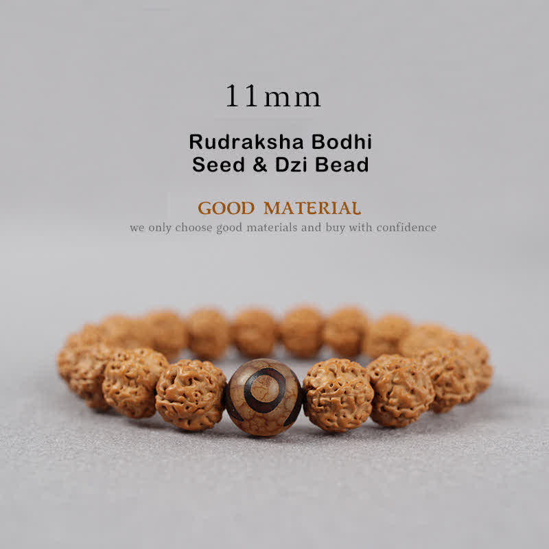 BWOOOH Tibet Rudraksha Bodhi Seed Dzi Bead Amber Turquoise Wealth Bracelet