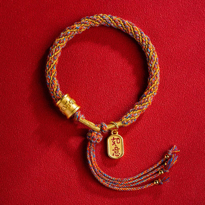 BWOOOH Handmade Multicolored Tibetan Om Mani Padme Hum Ruyi Auspicious Charm Braided Bracelet