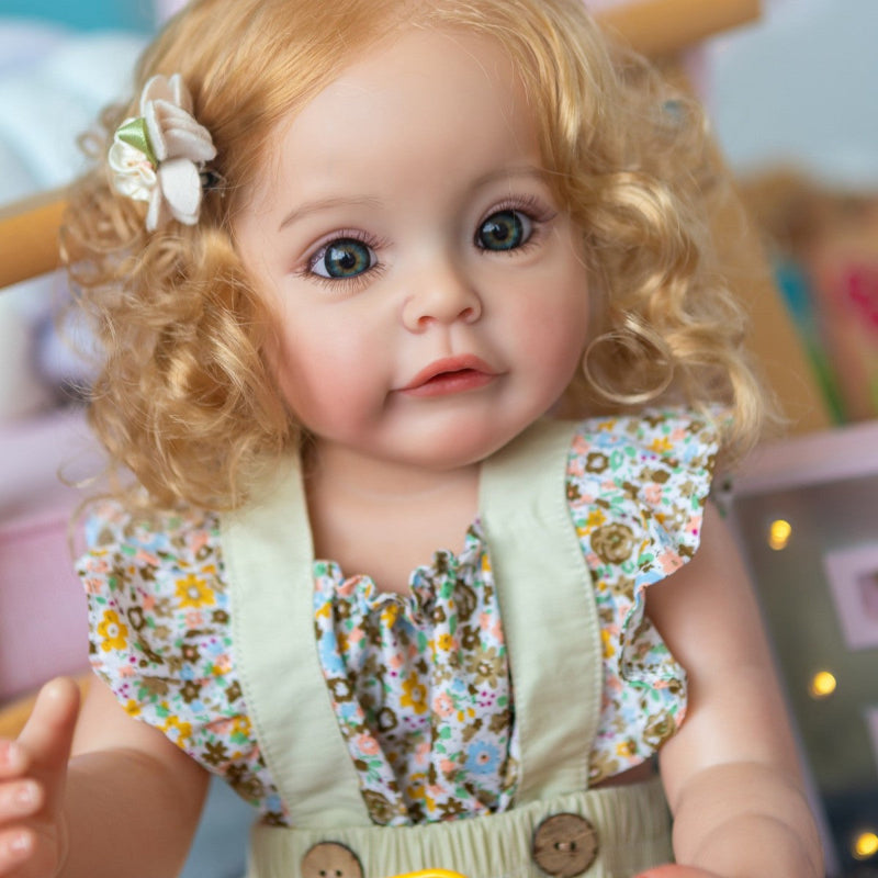 22-inch All-Silicone Realistic Rebirth Doll - Blonde Luna Style, Full Body Soft Silicone, Movable and Water-Suitable, Realistic and Cute Companion Doll